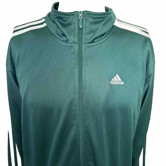 Adidas Men’s Track Jacket S Green White Stripes Pockets Lightweight Oversized - Picture 5 of 10
